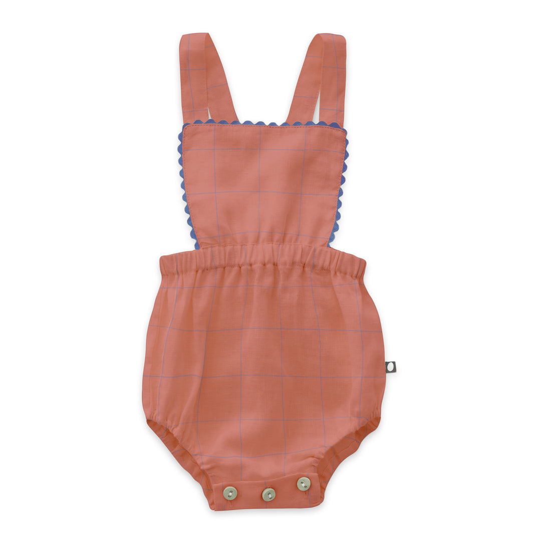 Oeuf Ric Rac Playsuit - Punch Pink/Checks