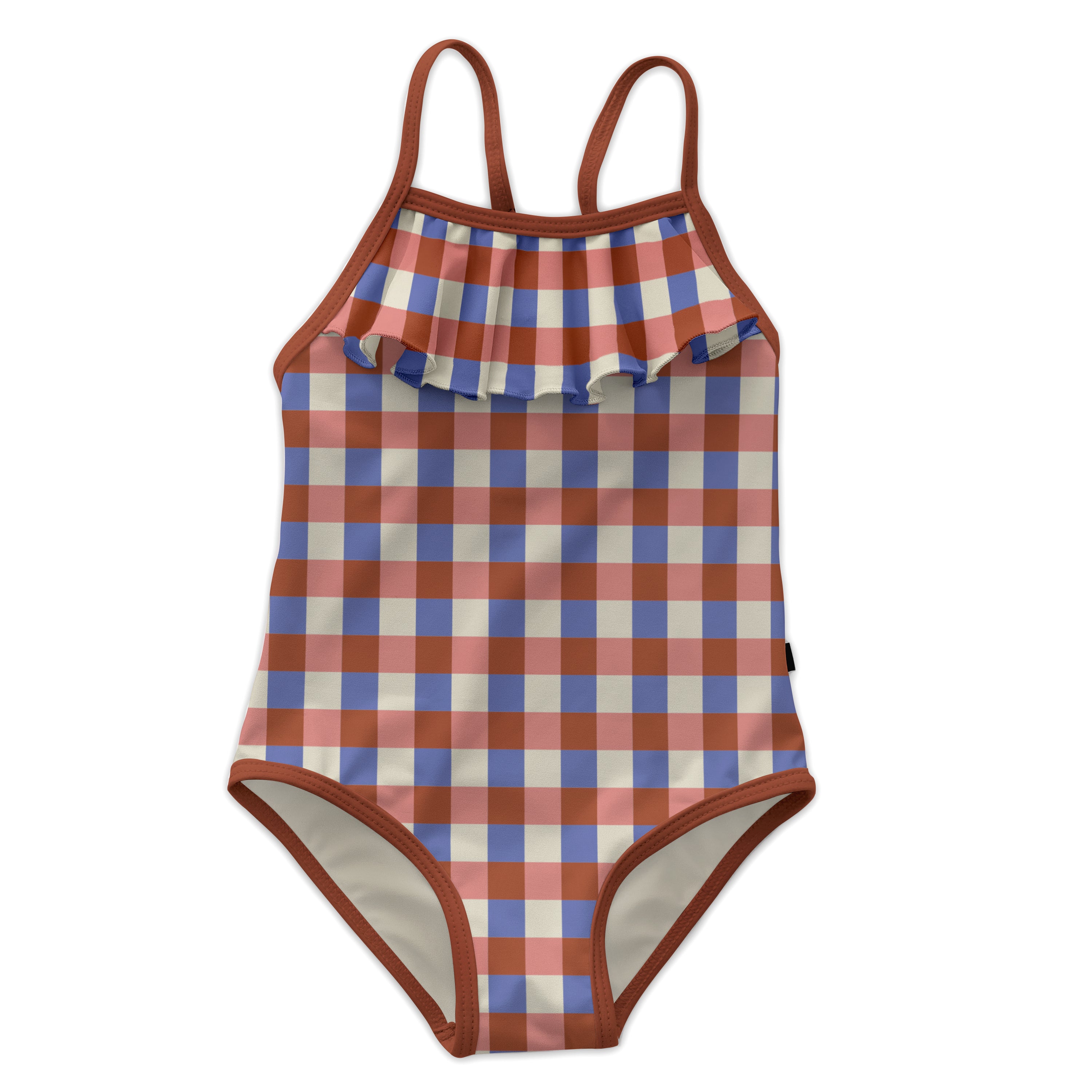 Oeuf Ruffle One Piece - Rust/Gingham