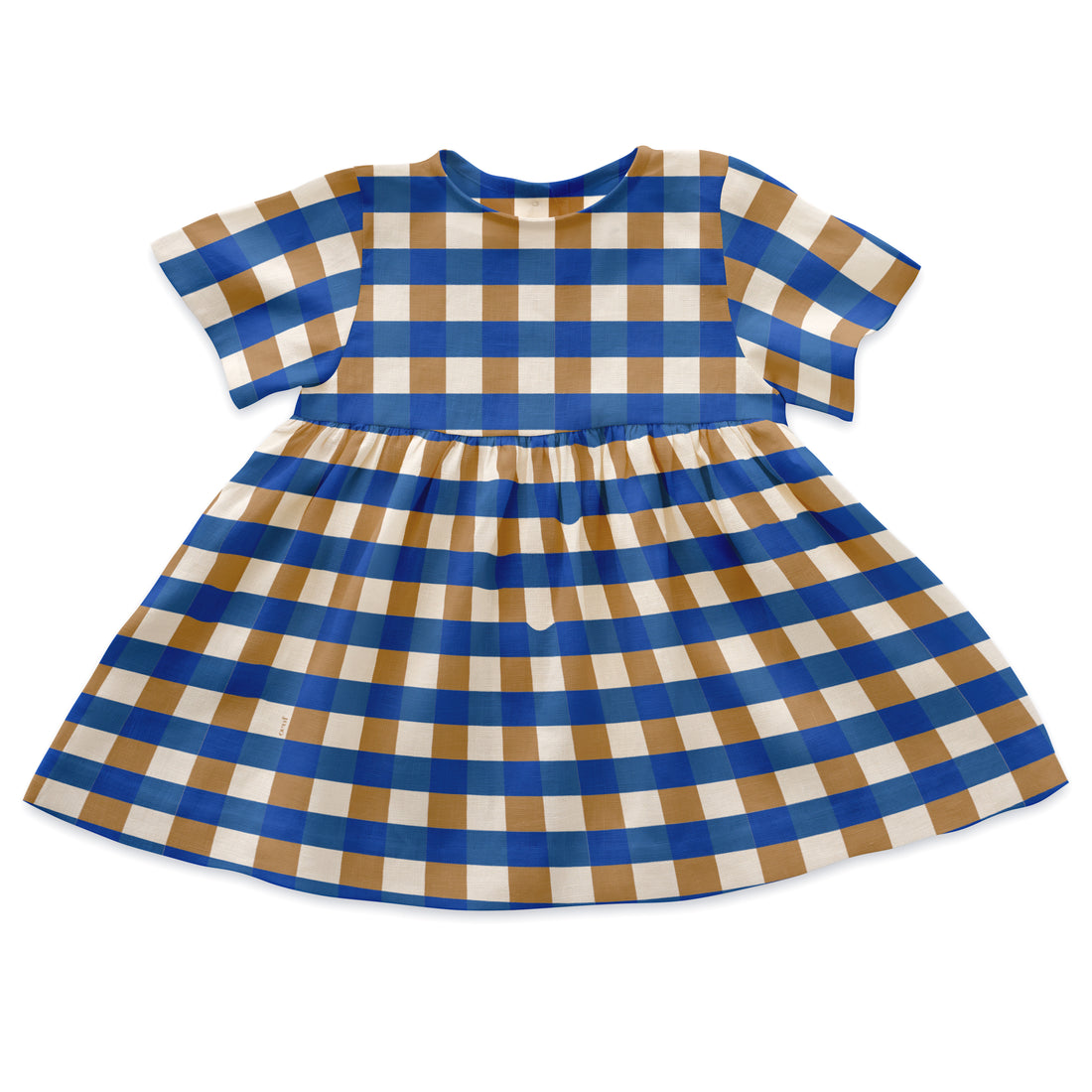 Oeuf Short Sleeve Dress - Sky Blue/Gingham