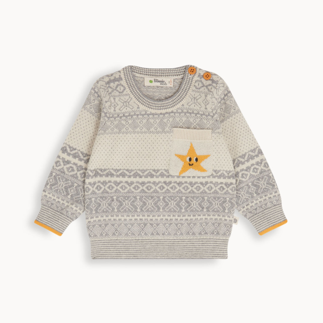 Bonnie Mob Sheil Jaquard Baby Sweater - Grey