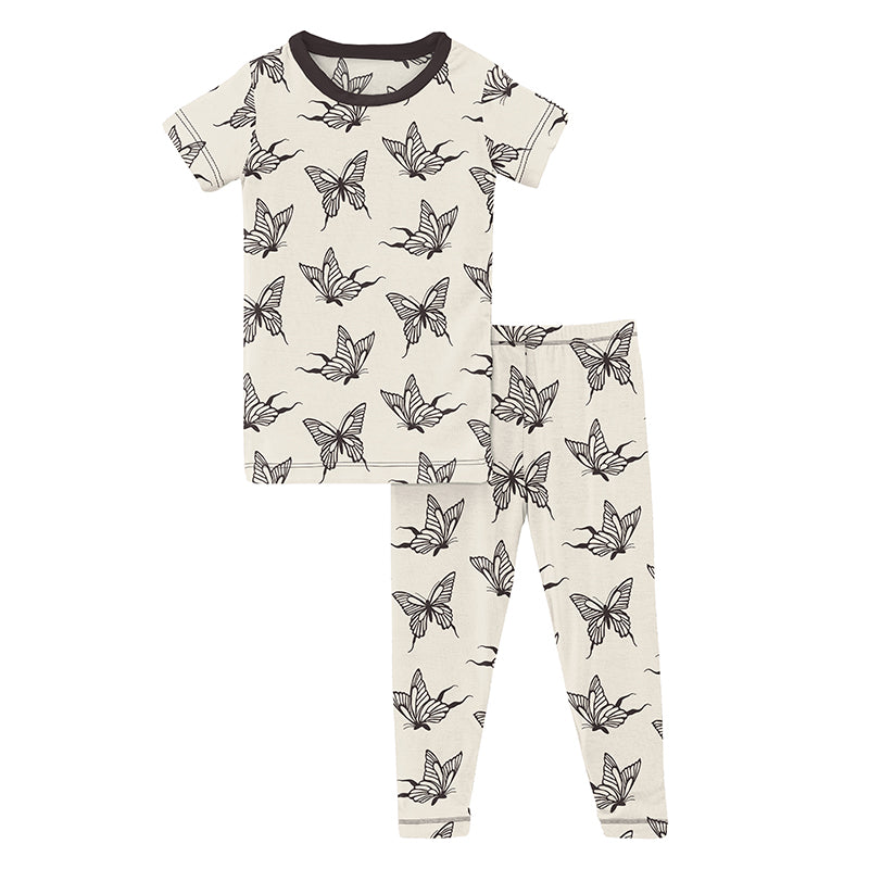 Kickee Pants Print Short Sleeve Pajama Set - Natural Swallowtail