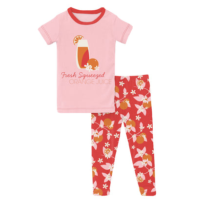 Kickee Pants Short Sleeve Graphic Tee Pajama Set - poppy Orange Blossom