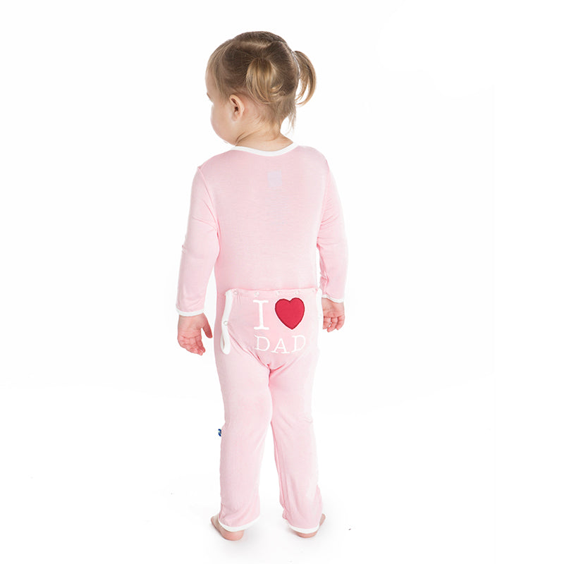 Kickee Pants Applique Coverall with Zipper - Lotus I Love Dad