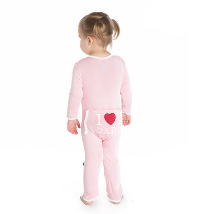 Kickee Pants Applique Coverall with Zipper - Lotus I Love Dad