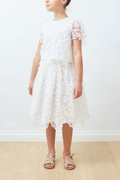 Petite Amalie Flower Bouquet Skirt - White