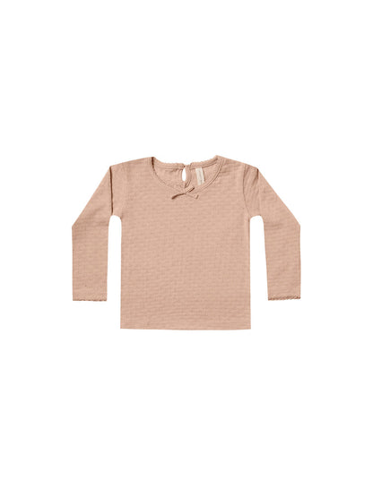 Quincy Mae Pointelle Long Sleeve Tee - Blush