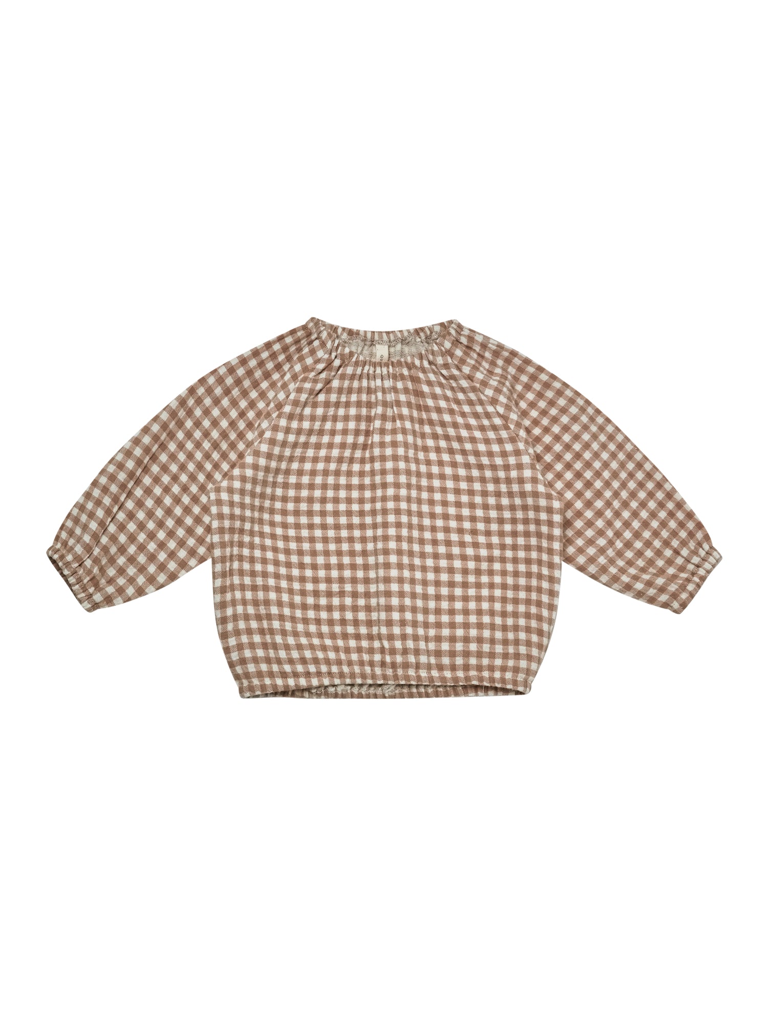 Quincy Mae Cinch Long Sleeve Tee - Cocoa Gingham