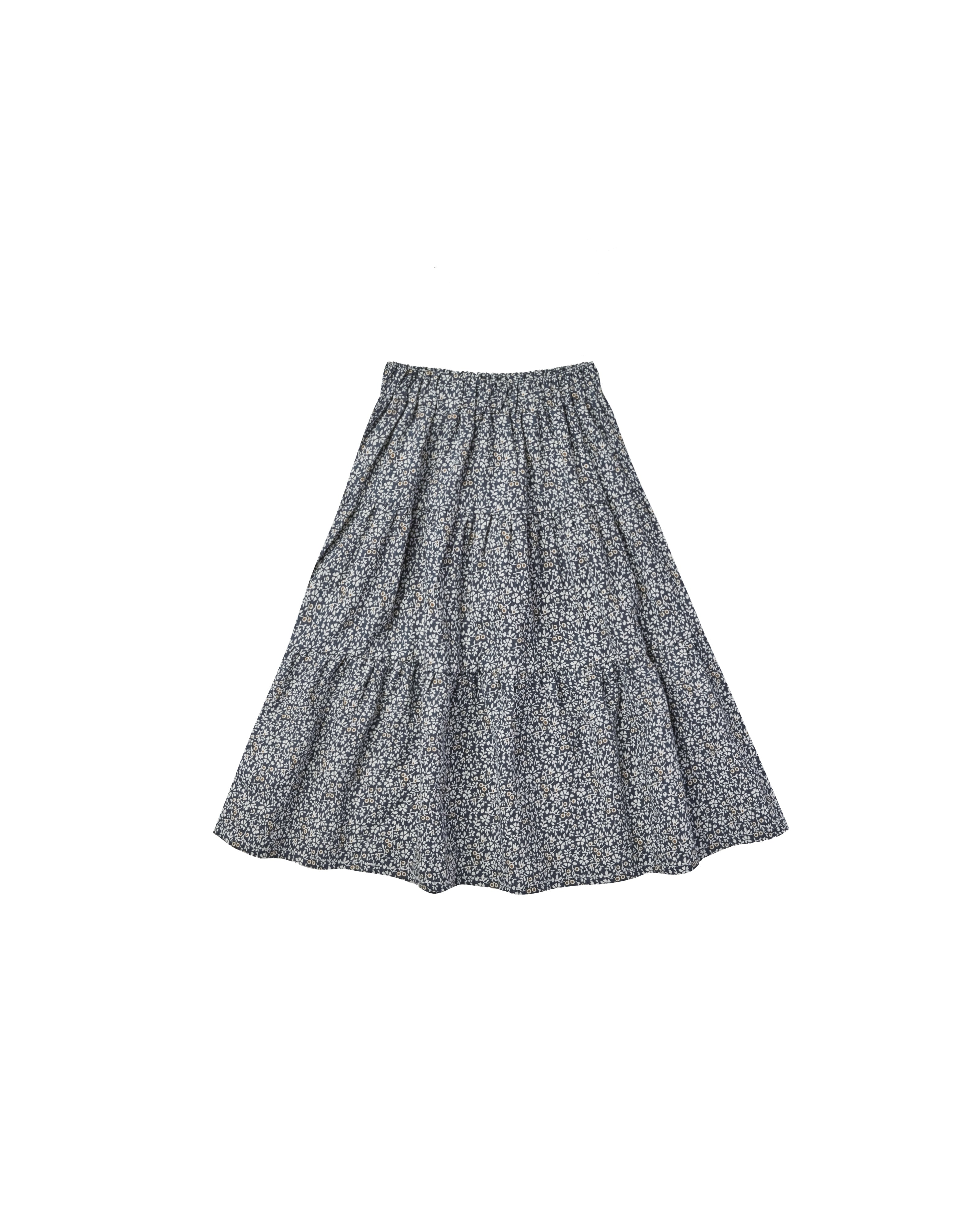 Rylee + Cru Tiered Midi Skirt - Blue Floral – Dreams of Cuteness