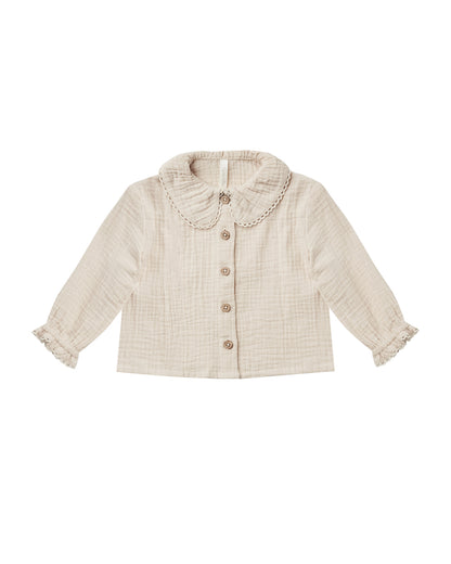 Rylee + Cru Oversize Collar Blouse - Stone