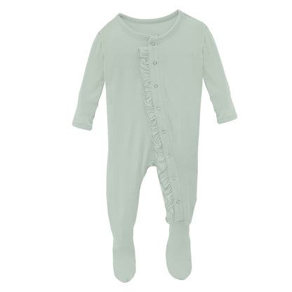 Kickee Pants Classic Ruffle Footies With Snaps - Aloe