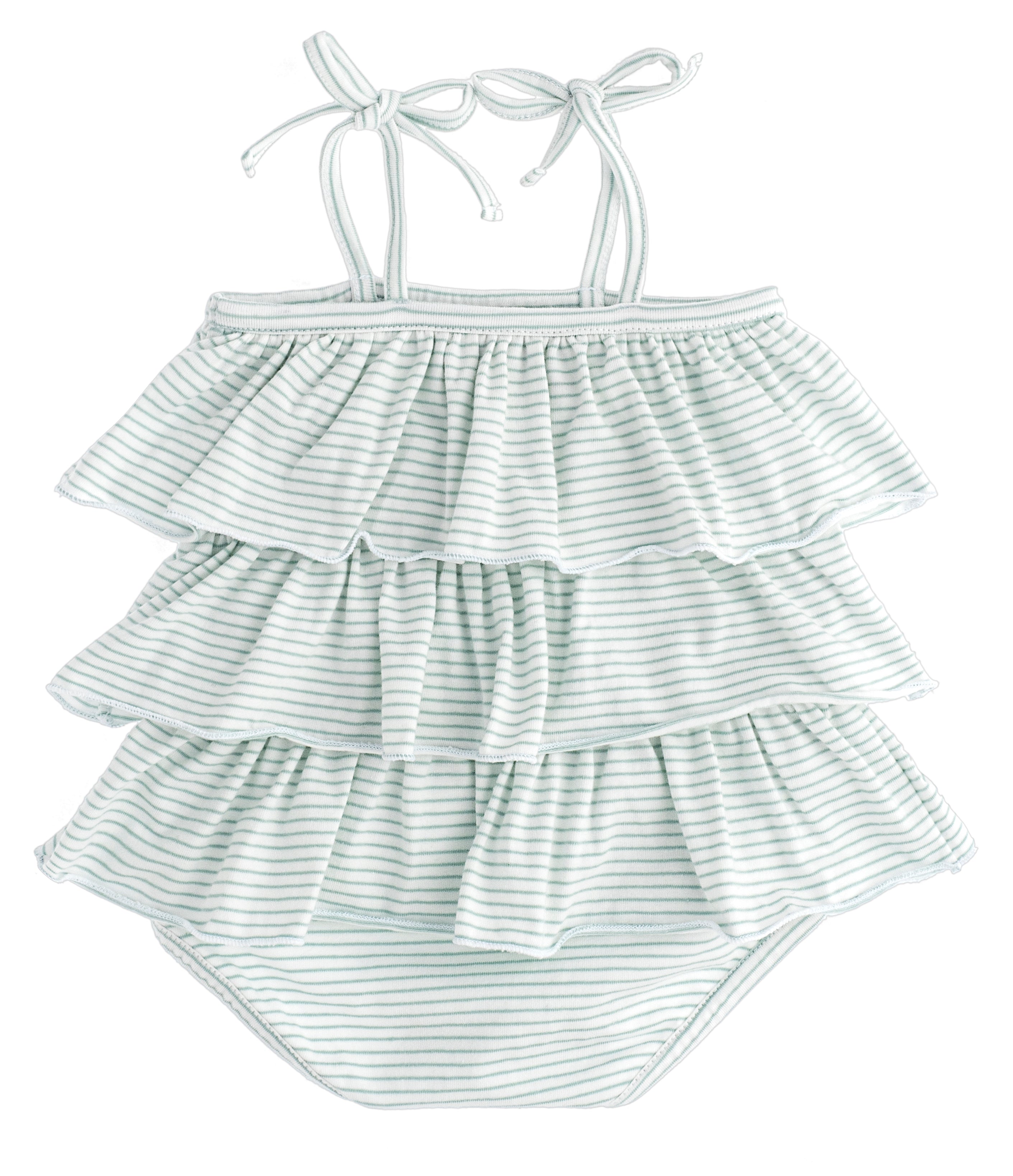 Tocoto Vintage Striped Baby Bodysuit - Green