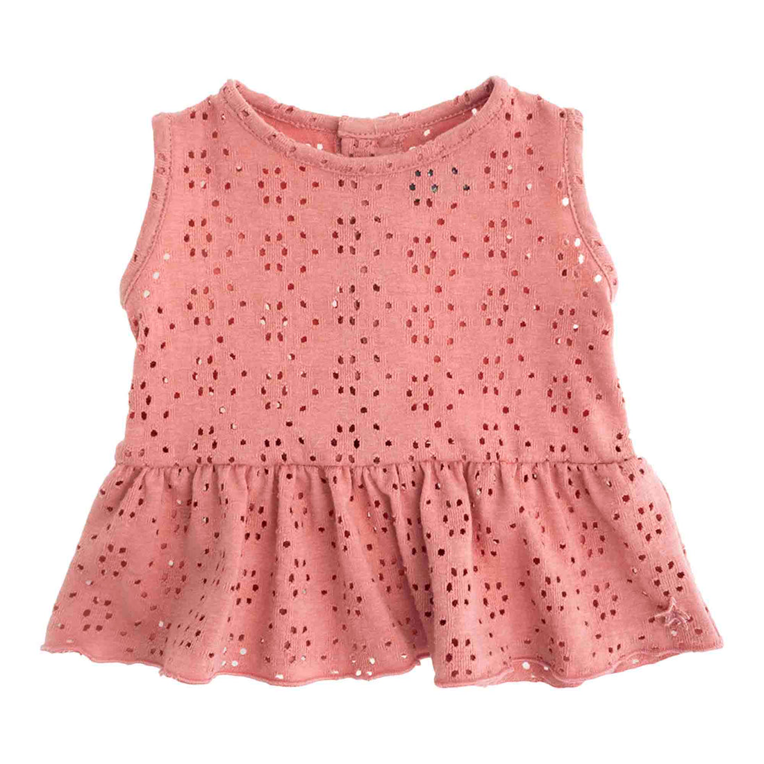 Tocoto Vintage Pointelle Flounce  Baby T-Shirt - Dark Pink