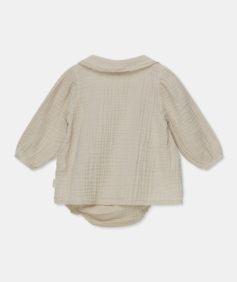 My Little Cozmo Tandem Organic Baby Blouse and Bloomers Set - Stone