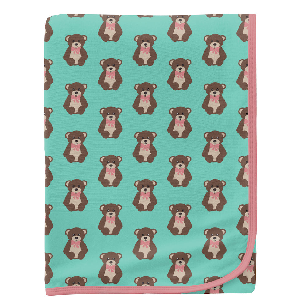 Kickee Pants Print Swaddling Blanket - Glass Teddy Bear