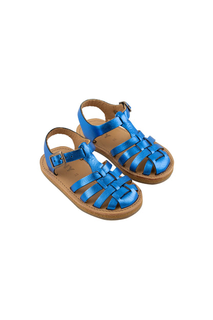 Tiny Cottons Metallic Braided Sandals - Lapis Blue