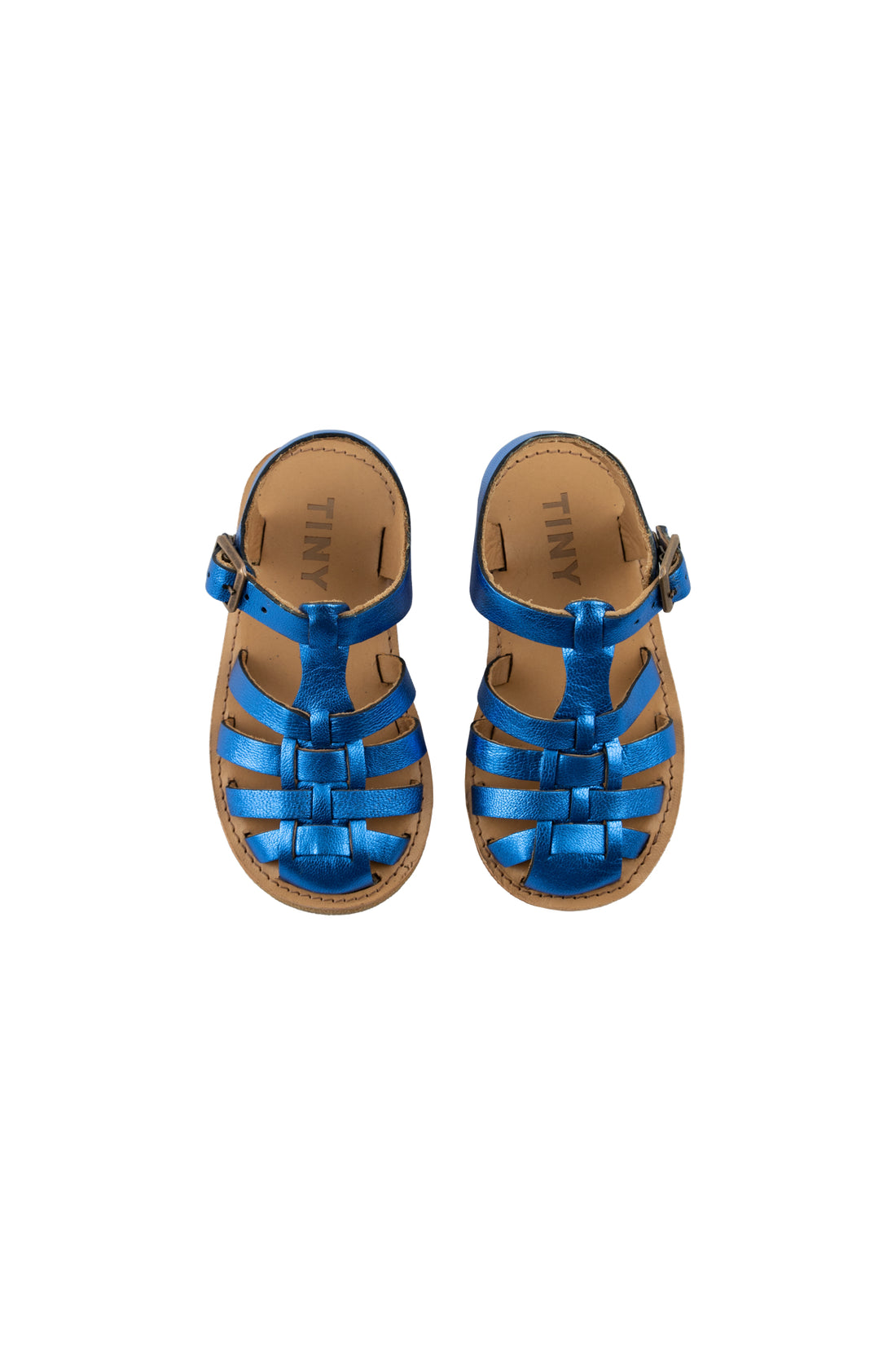 Tiny Cottons Metallic Braided Sandals - Lapis Blue