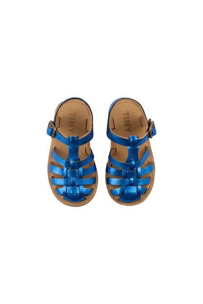 Tiny Cottons Metallic Braided Sandals - Lapis Blue