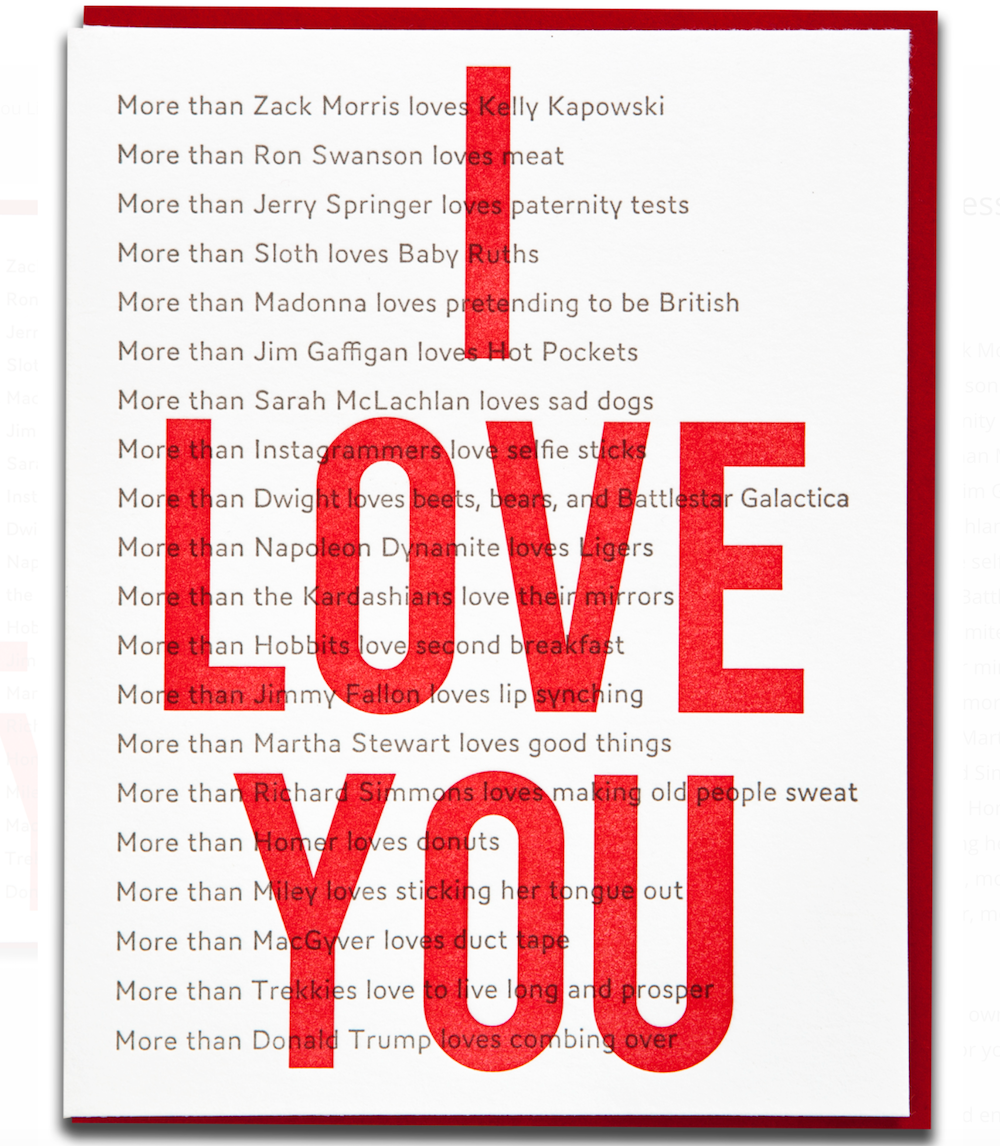 Paper Bandit Press I Love You Card