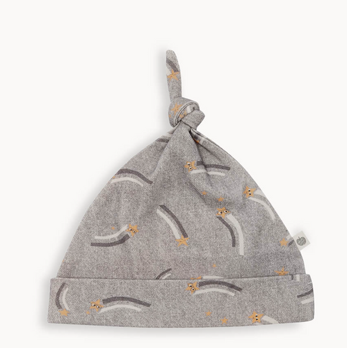 Bonnie Mob Sunset Baby Beanie Hat with Tie Top - Grey Denim