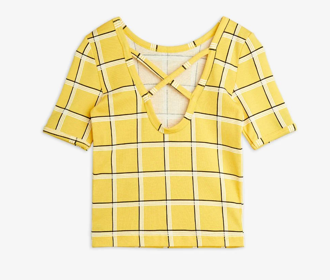 Mini Rodini Check Ballet Tee - Yellow