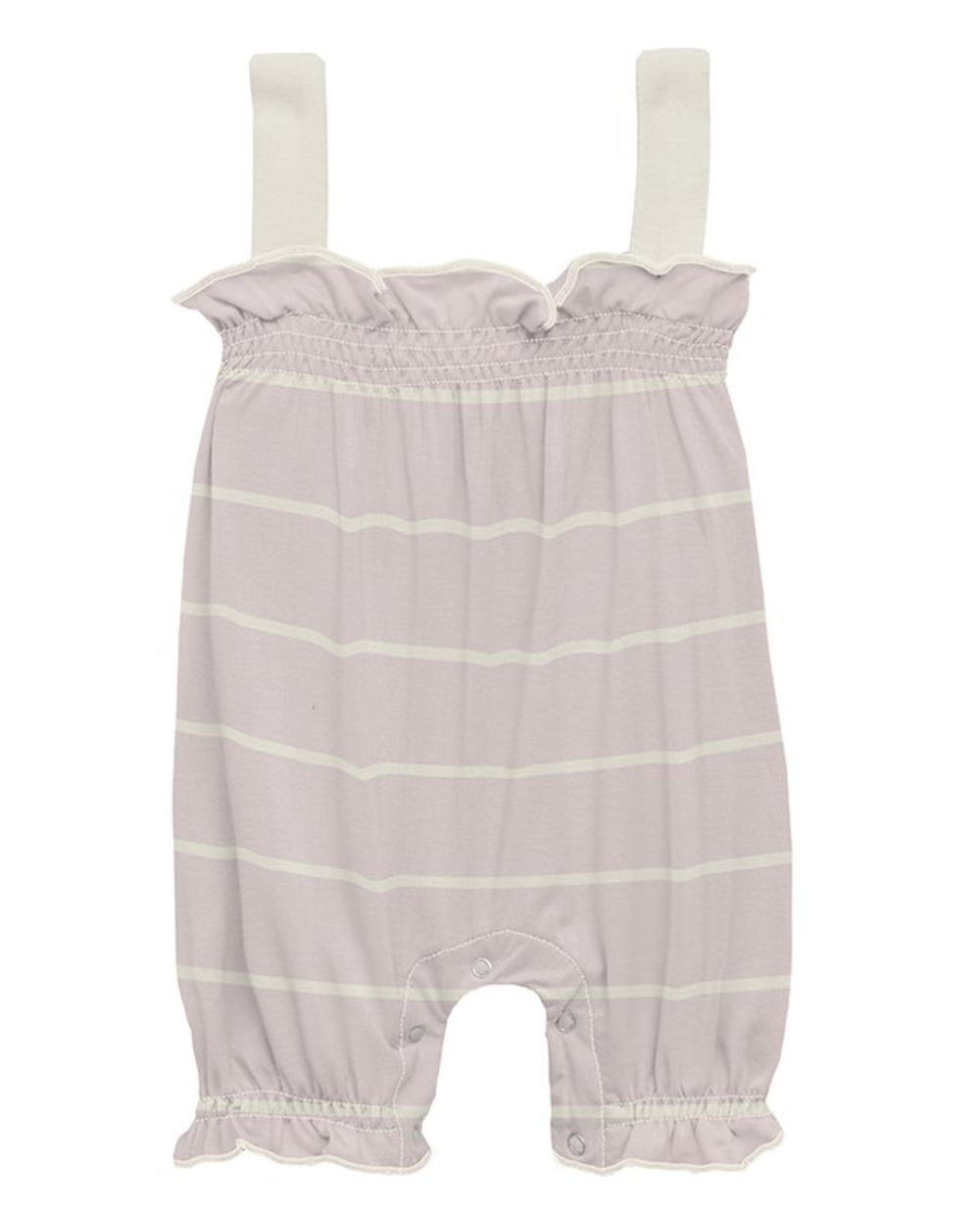 Kickee Pants Print Gathered Romper - Macaroon Road Trip Stripe