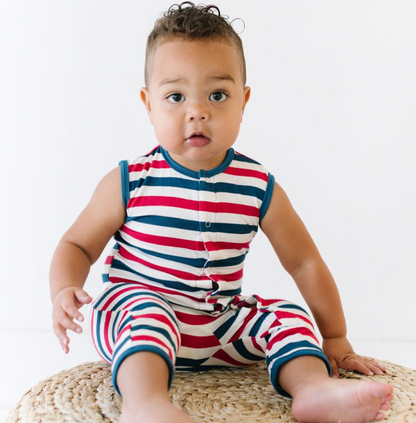 Kickee Pants Print Tank Romper - USA Stripe