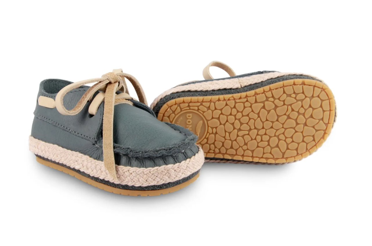 Donsje Noud Baby Boat Shoes - Blue Stone Leather