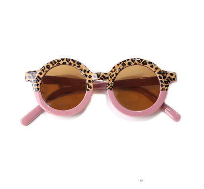 Tenth &amp; Pine Retro Two Tone Sunglasses - Dusty Rose Cheetah Matte