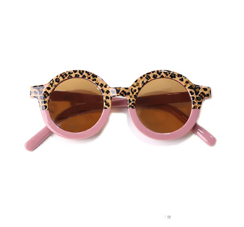 Tenth & Pine Retro Two Tone Sunglasses - Dusty Rose Cheetah Matte