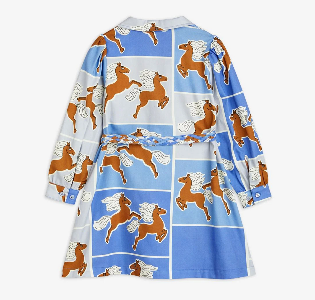 Mini Rodini Horses Woven Dress - Blue