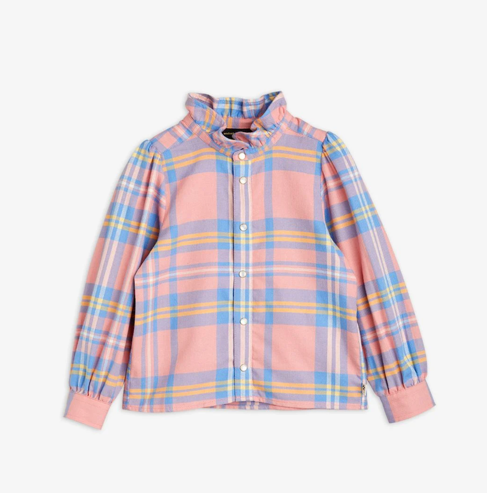 Mini Rodini Flanell Check Woven Blouse - Pink