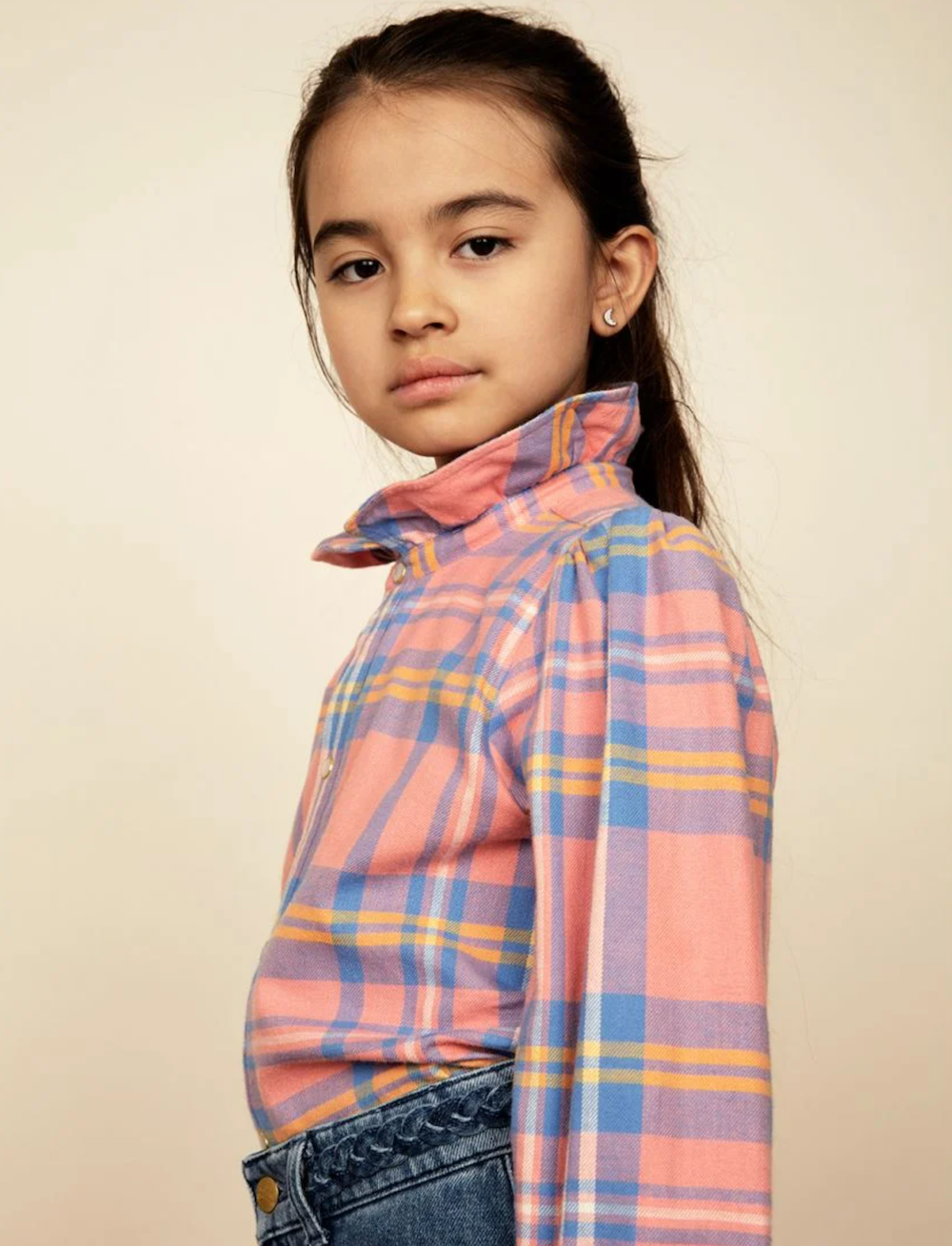 Mini Rodini Flanell Check Woven Blouse - Pink