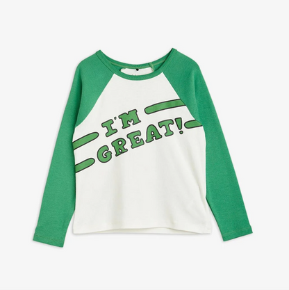 Mini Rodini I Am Great Sp Raglan Long Sleeve Tee - Green