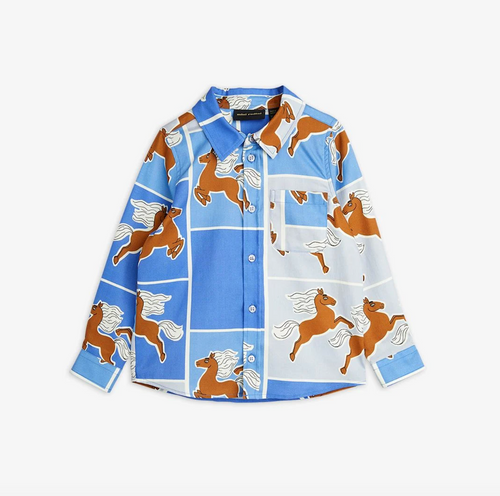 Mini Rodini Horses Woven Shirt - Blue