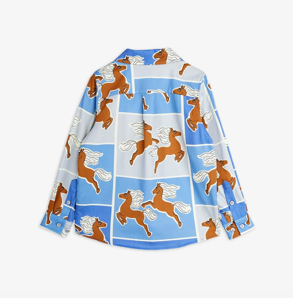 Mini Rodini Horses Woven Shirt - Blue