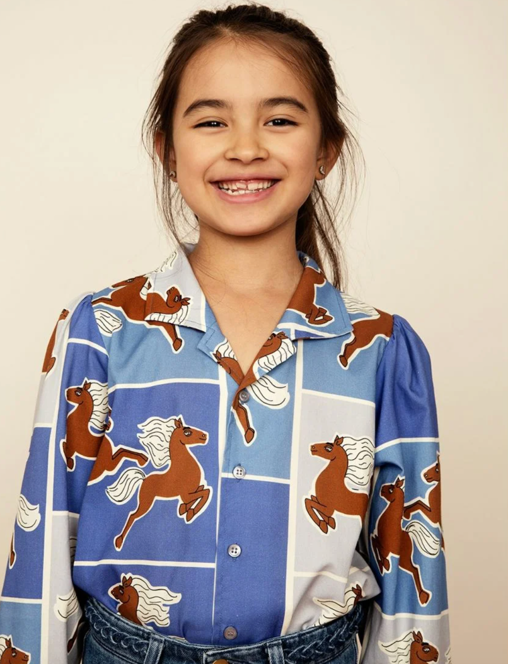 Mini Rodini Horses Woven Shirt - Blue