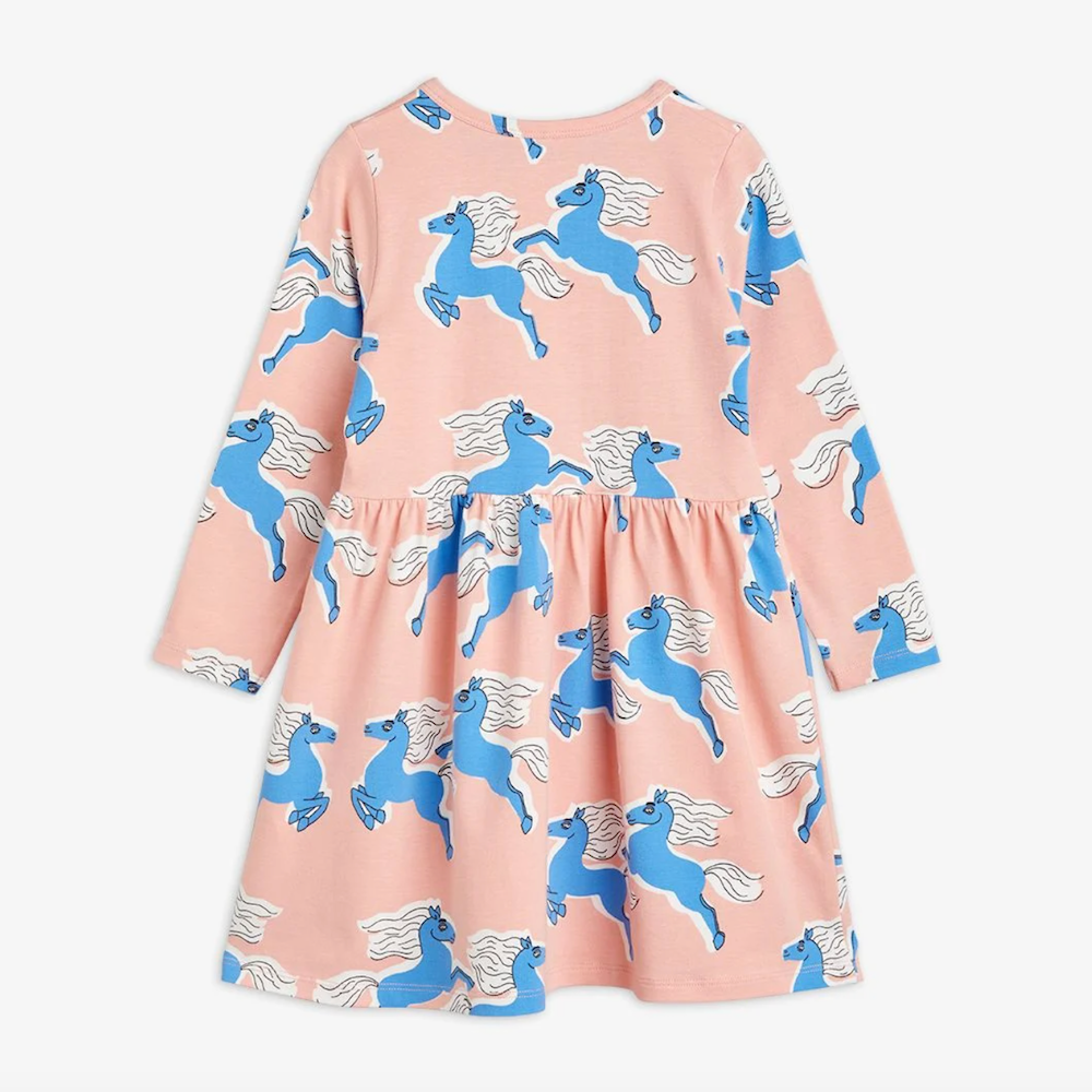 Mini Rodini Horses Aop Long Sleeve Dress - Pink