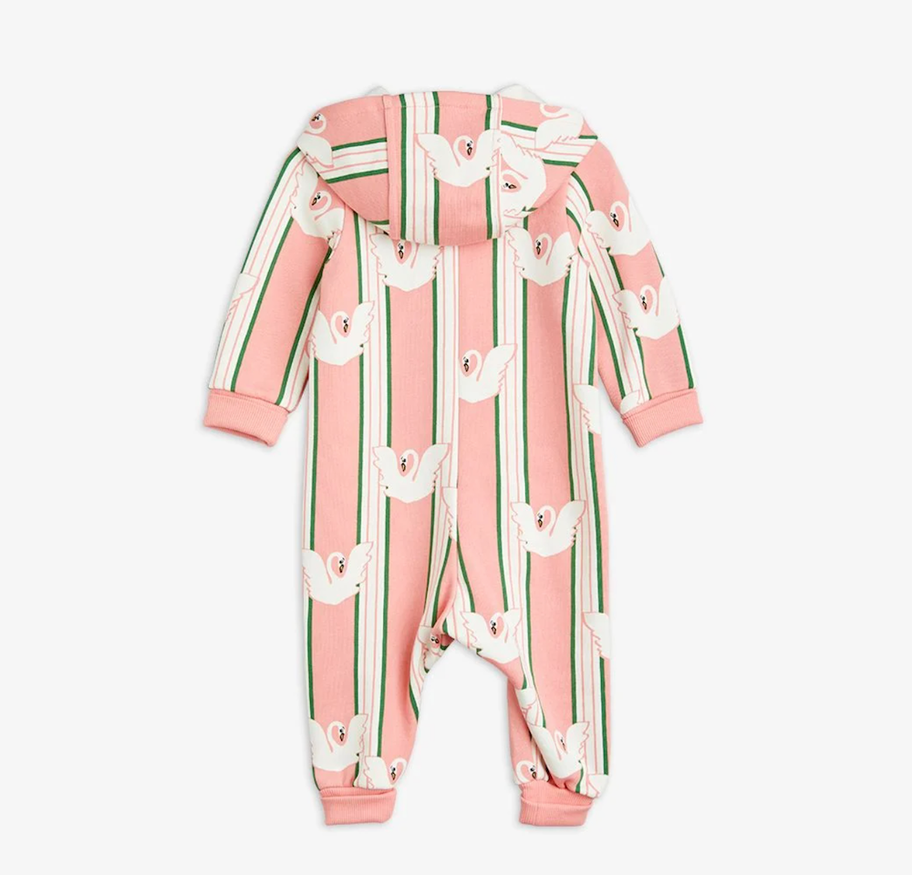 Mini Rodini Swan Aop Onesie - Pink