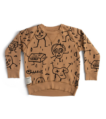 Nununu Goofy Skulls Sweatshirt - Mocha