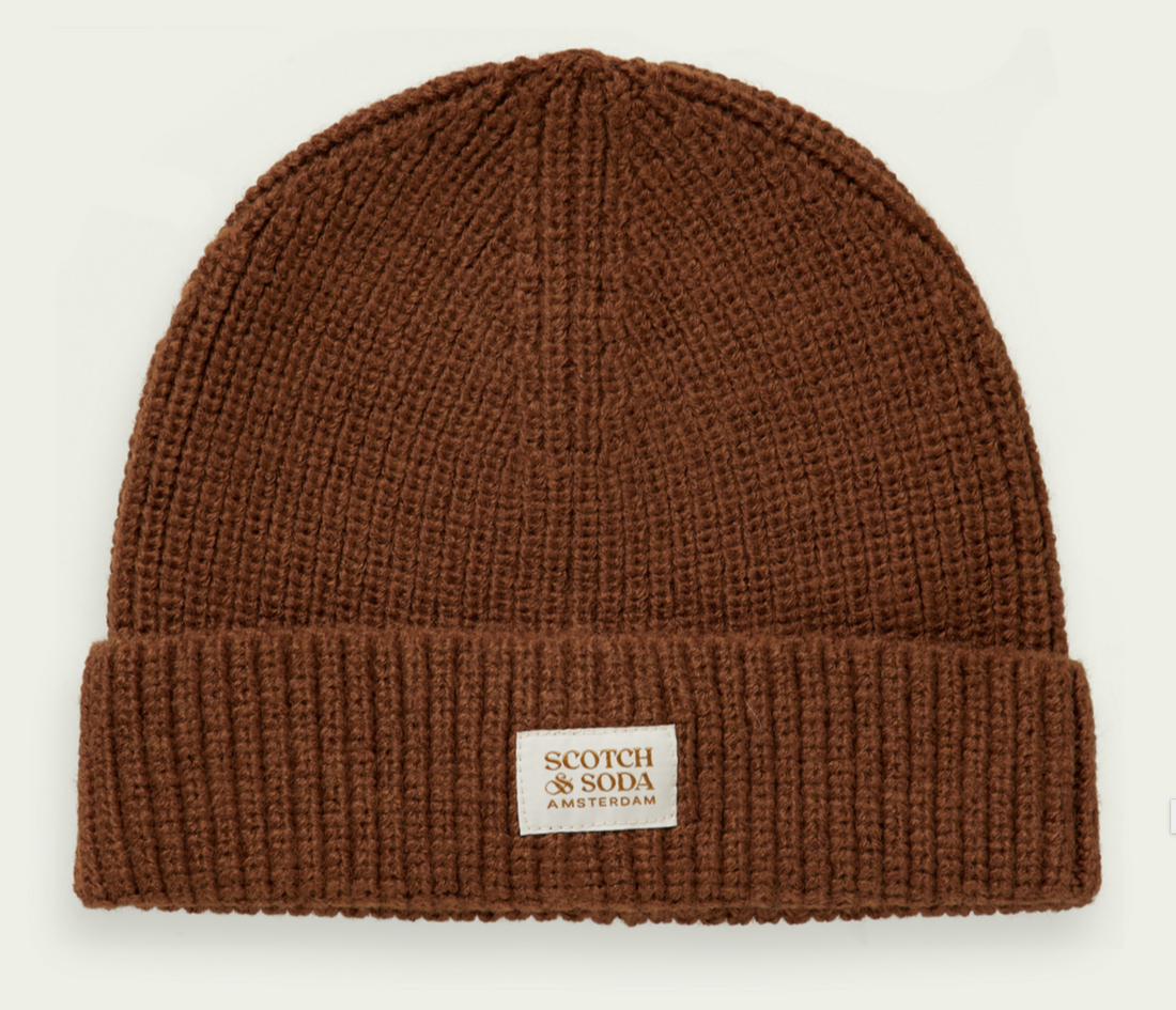 Scotch &amp; Soda Boys Knitted Hat with Logo - Earth