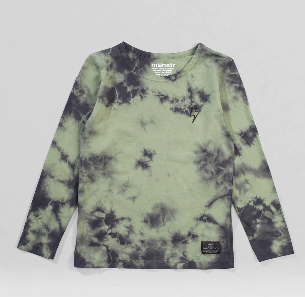 Munster Kids Dodgem Long Sleeve Tee - Olivine Dye