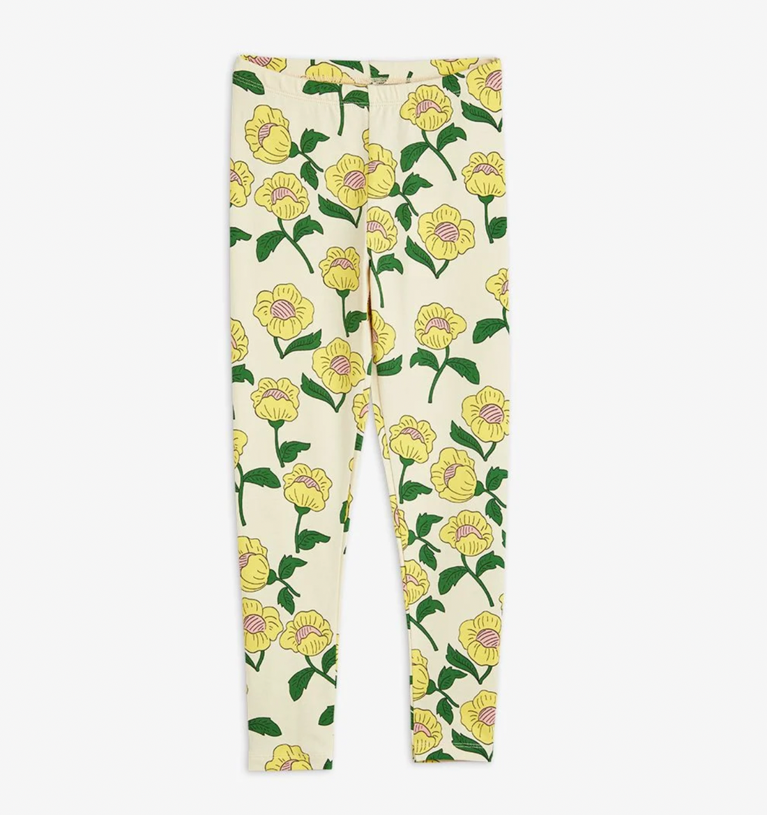 Mini Rodini Flowers All Over Print Leggings - Yellow