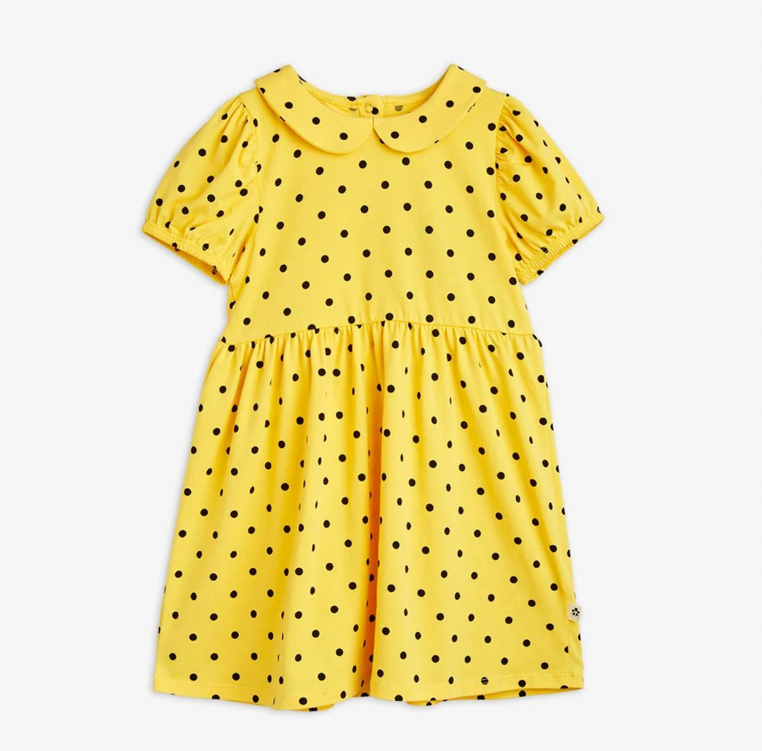 Mini Rodini Polka Dot All Over Print Dress - Yellow