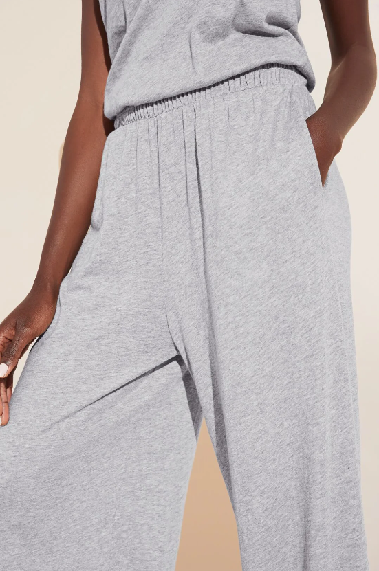 Eberjey Aloe Infused Cotton Wide Leg Jumpsuit - Heather Grey