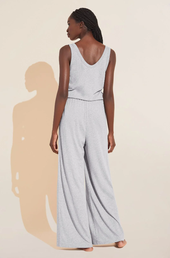 Eberjey Aloe Infused Cotton Wide Leg Jumpsuit - Heather Grey