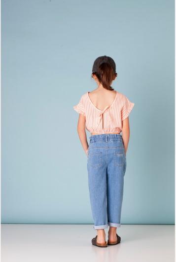 Tocoto Vintage Striped Blouse with Back Neckline - Pink