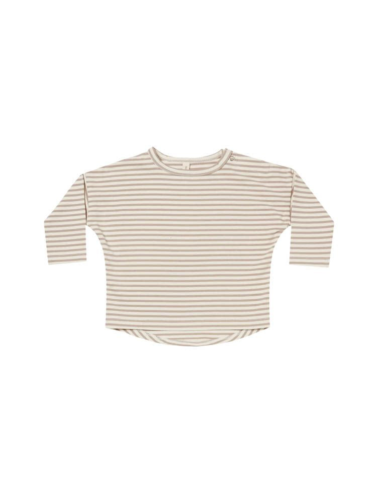 Quincy Mae Long-Sleeve Tee - Warm Grey Stripe