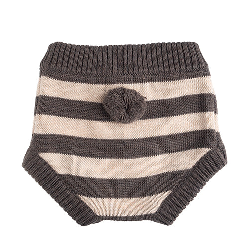 Tocoto Vintage Knitted Striped Baby Coulotte - Dark Grey