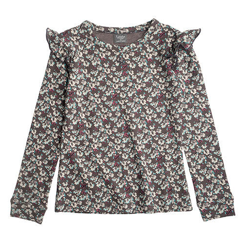 Tocoto Vintage Baby Flowers Printed T-Shirt - Dark Grey