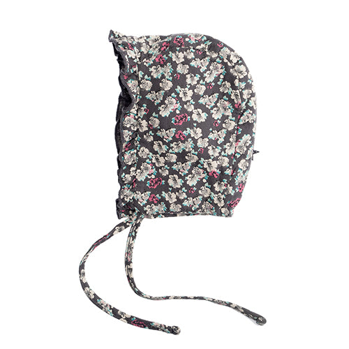 Tocoto Vintage Flower Print Bonnet - Dark Grey